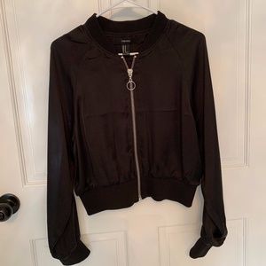 Black Silky Bomber Jacket